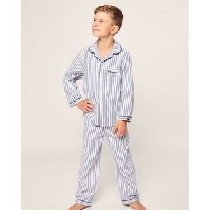 Petite Plume Kids Pajama Set Size 10 Navy French Ticking Striped NEW